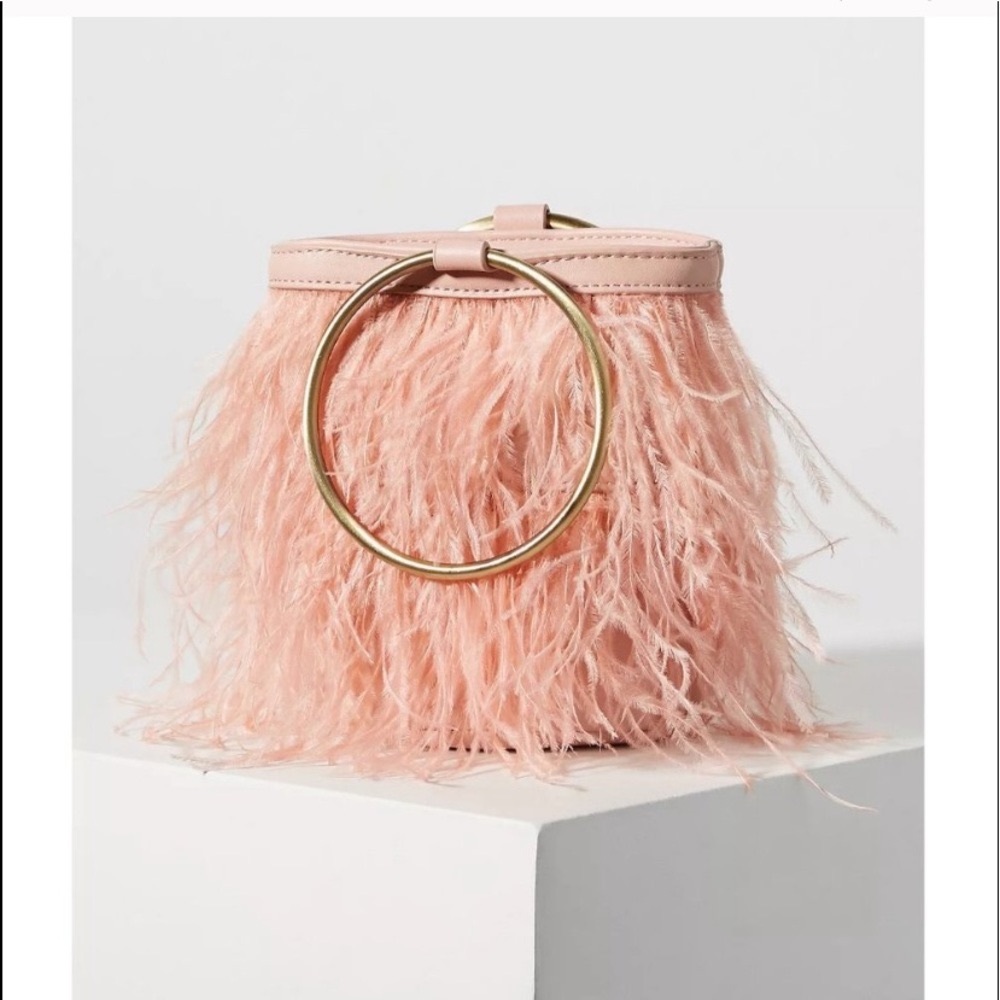 Anthropologie Evelyn feather bucket bag. NWOT - Picture 2 of 5